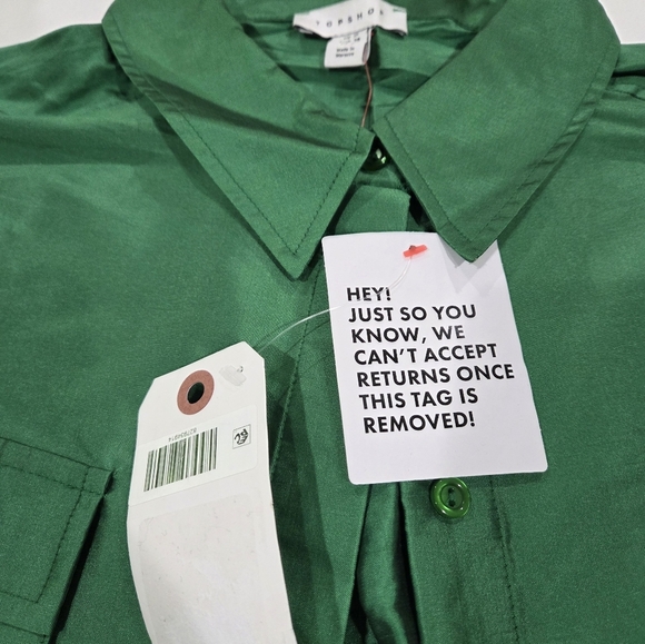 Topshop Emerald Green Blouse Size US 6 - Picture 10 of 10